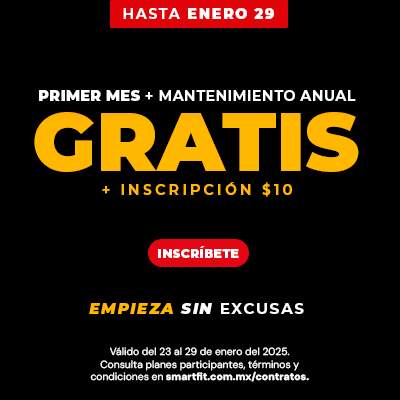 1ER MES GRATIS + $10 INSCRIPCIÓN